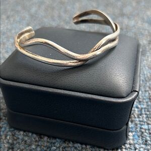 Sterling Silver Twisted Open Cuff Bracelet - Silver Tone